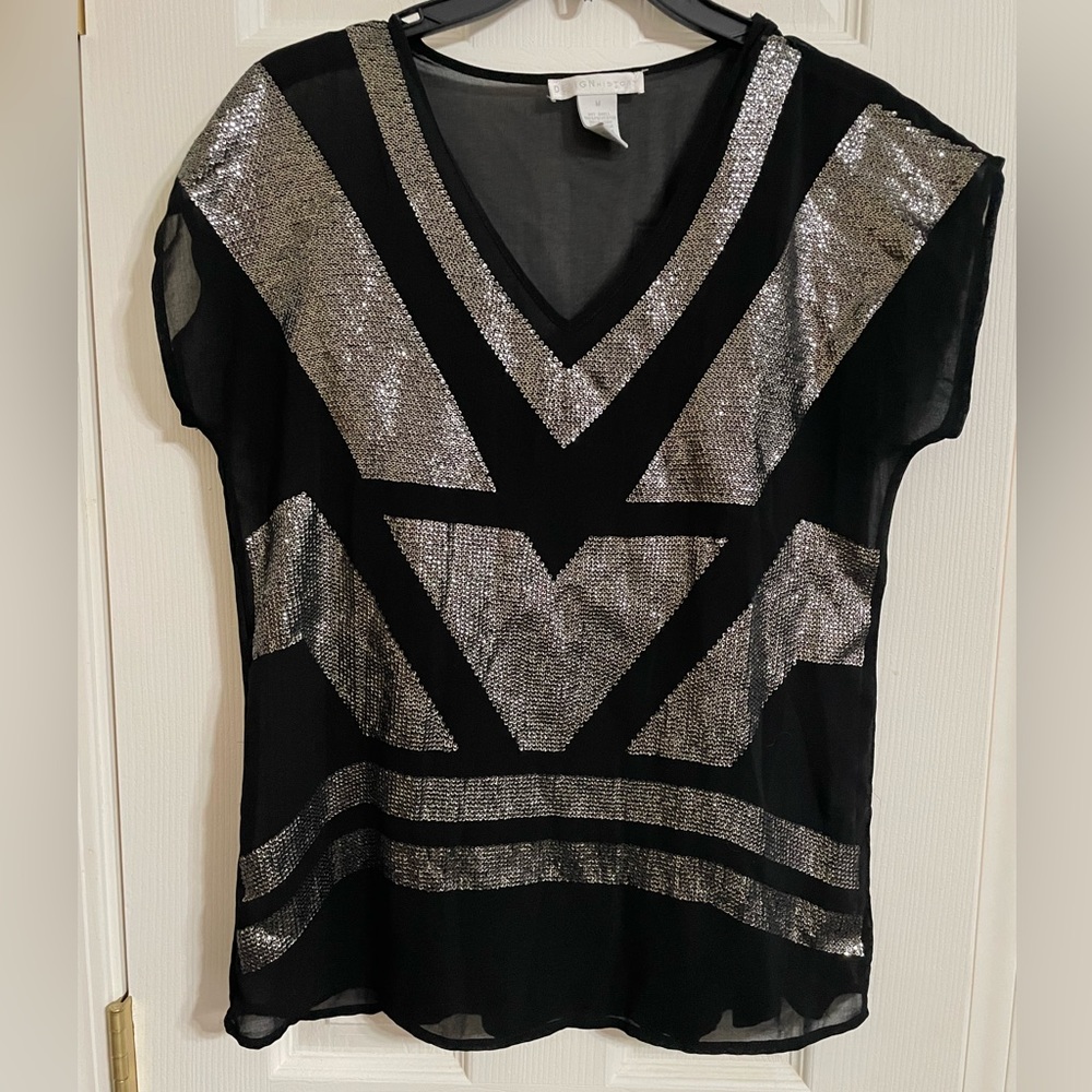Sheer sequin edgy blouse